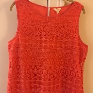 Adiva sleeveless top w/ lace overlay & trim nwot M